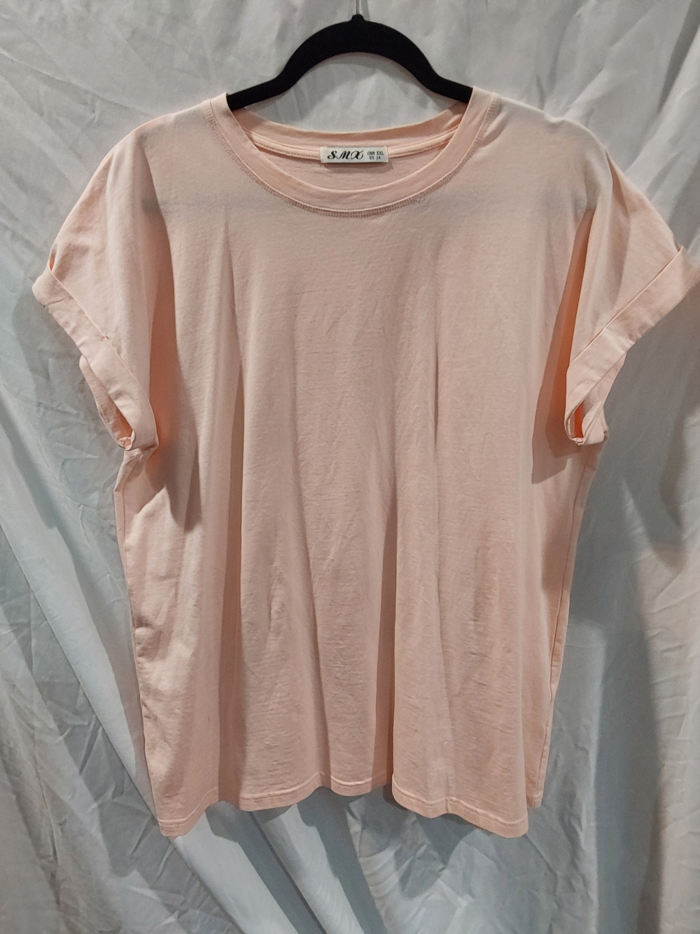 Relaxed Crewneck Short Sleeve Tee in Pale Peach
